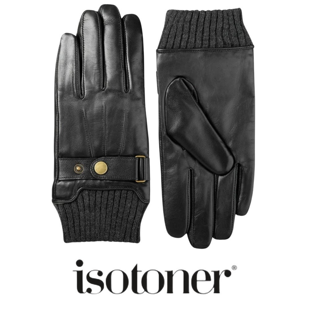 Isotoner men’s black gloves size M
